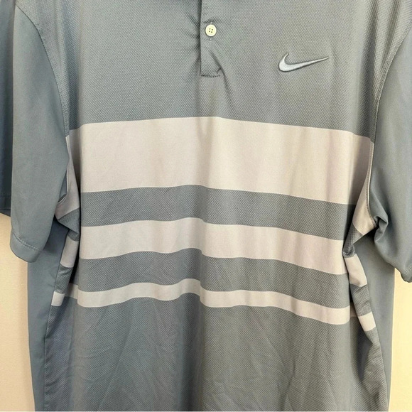 Nike Dri-Fit Vapor Stripe Men's Standard Fit Short Sleeve Blue Polo Size L GUC - Picture 6 of 9